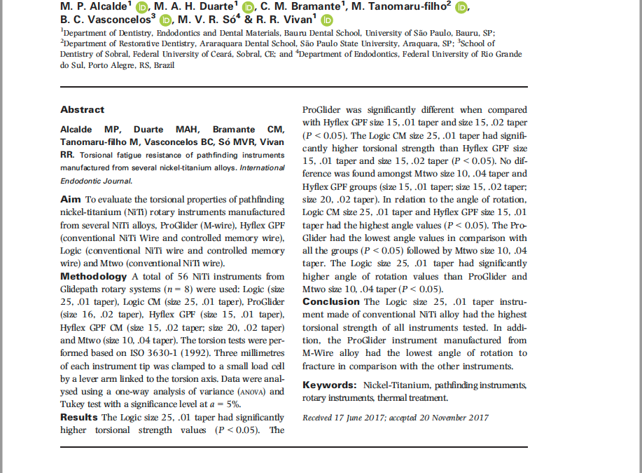 STUDY: International Endodontic Journal: Evaluation of apical transportation